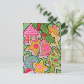 retro vintage kerstkoekje briefkaart (Staand voorkant)