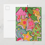 retro vintage kerstkoekje briefkaart (Voorkant / Achterkant)