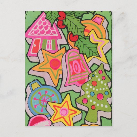 retro vintage kerstkoekje briefkaart (Voorkant)