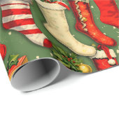 Retro Vintage kerstkousen Cadeaupapier (Rol Hoek)