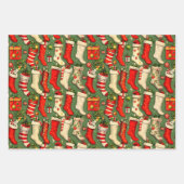Retro Vintage kerstkousen Inpakpapier Vel (Voorkant 3)