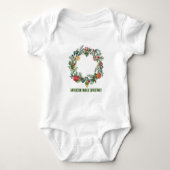 Retro Vintage Kerstkrans Familienaam Custom Romper (Voorkant)