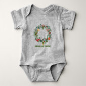 Retro Vintage Kerstkrans Familienaam Custom Romper (Voorkant)