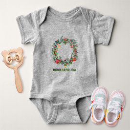 Retro Vintage Kerstkrans Familienaam Custom Romper