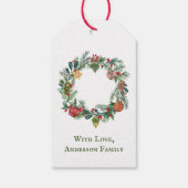 Retro Vintage Kerstkrans & Ornamenten Custom Cadeaulabel (Achterkant)