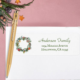 Retro Vintage Kerstkrans & Ornamenten Custom Etiket