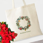Retro Vintage Kerstkrans & Ornamenten Custom Tote Bag