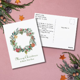 Retro Vintage Kerstkrans & Ornamenten Grappig Briefkaart