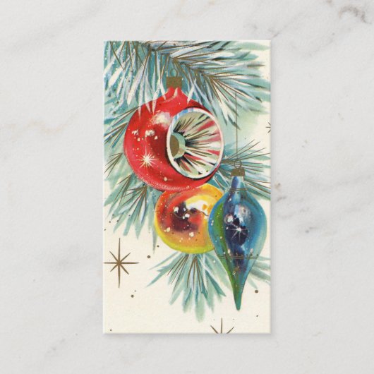 Retro Vintage-kerstlampen toevoegen berichtkaart Visitekaartje (Voorkant)