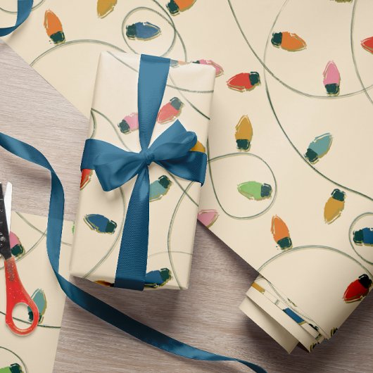 Retro Vintage-kerstlampje Cadeaupapier
