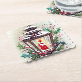 Retro vintage kerstlamppapier onderzetter (Gebogen)