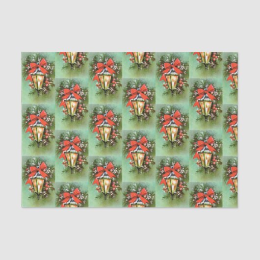Retro Vintage-kerstlamppatroon Tissuepapier (Voorkant)