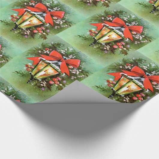 Retro Vintage-kerstlamppatroonpapier Cadeaupapier (Hoek)