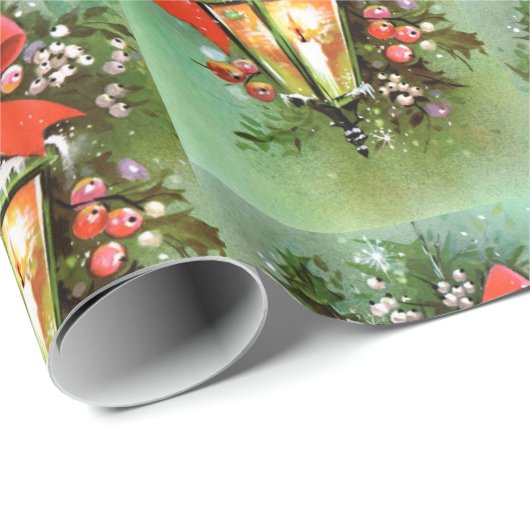 Retro Vintage-kerstlamppatroonpapier Cadeaupapier (Rol Hoek)