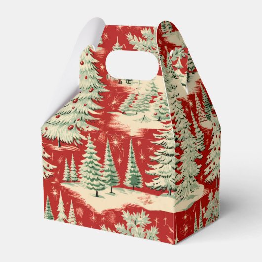 Retro Vintage Kerstlandschap Bedankdoosjes (Voorkant Zijde)