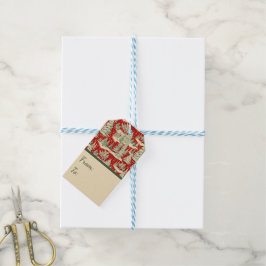 Retro Vintage Kerstlandschap Cadeaulabel