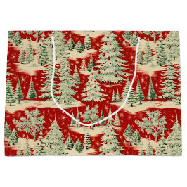 Retro Vintage Kerstlandschap Groot Cadeauzakje