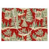 Retro Vintage Kerstlandschap Groot Cadeauzakje (Achterkant)