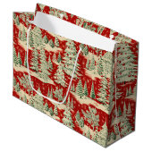Retro Vintage Kerstlandschap Groot Cadeauzakje (Voorkant Gekanteld)