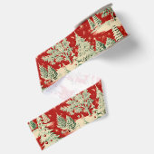 Retro Vintage Kerstlandschap Grosgrain Lint (Achterkant)