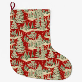 Retro Vintage Kerstlandschap Grote Kerstsok