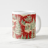 Retro Vintage Kerstlandschap Grote Koffiekop (Voorkant rechts)