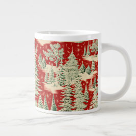 Retro Vintage Kerstlandschap Grote Koffiekop
