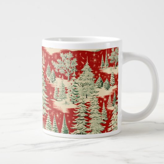 Retro Vintage Kerstlandschap Grote Koffiekop (Rechts)