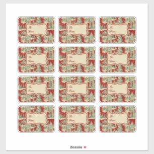 Retro Vintage Kerstlandschap Sticker