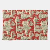Retro Vintage Kerstlandschap Theedoek (Horizontaal)