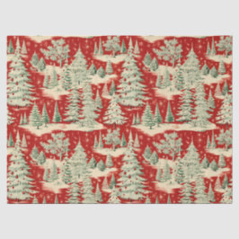 Retro Vintage Kerstlandschap Tissuepapier