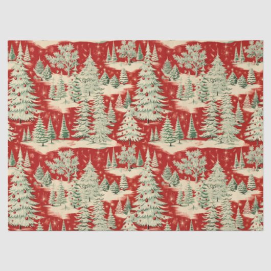 Retro Vintage Kerstlandschap Tissuepapier (Voorkant)