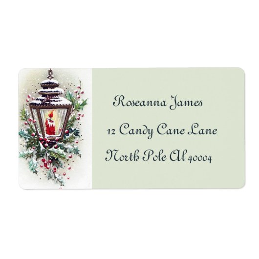 retro vintage kerstlantaarn Holiday label (Voorkant)