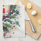 retro vintage kerstlantaarn theedoek (Quarter Fold)