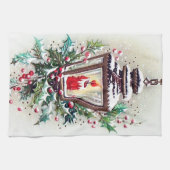 retro vintage kerstlantaarn theedoek (Horizontaal)