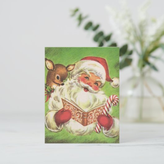 Retro Vintage-kerstlezen Feestdagenkaart (Staand voorkant)