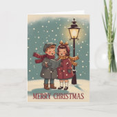 Retro Vintage Kerstliederen Kerstmis Feestdagen Kaart (Voorkant)