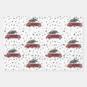 Retro Vintage Kerstman Boom Op Auto & Plaid Inpakpapier Vel (Voorkant 2)