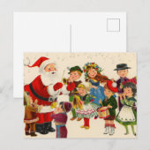 retro vintage kerstman en kinder briefkaart (Voorkant / Achterkant)