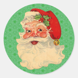 Retro Vintage Kerstman Gezicht Stickers