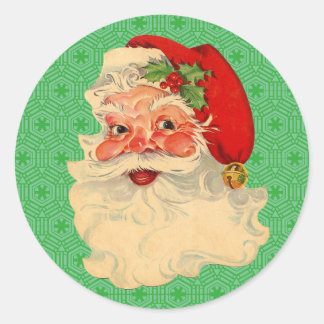 Retro Vintage Kerstman Gezicht Stickers