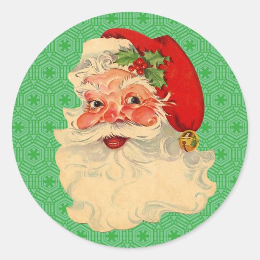 Retro Vintage Kerstman Gezicht Stickers (Voorkant)