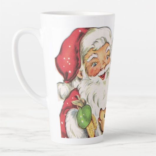 retro vintage kerstman hert latte mok (Links)