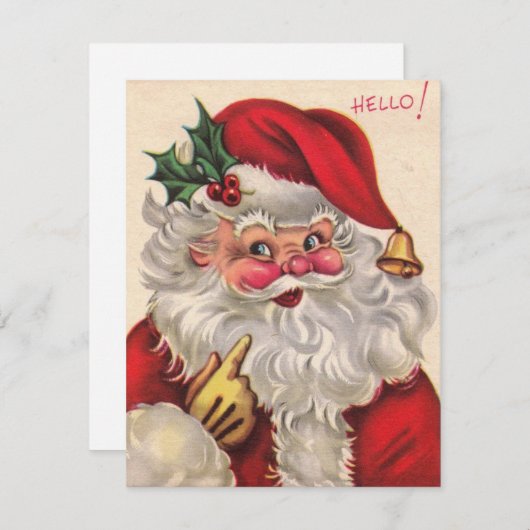 Retro Vintage Kerstman Jolly Santa Feestdagenkaart (Voorkant / Achterkant)