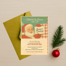Retro Vintage Kerstman Kerstfeest & Kaart