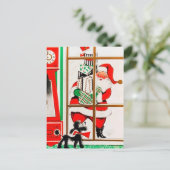 Retro Vintage Kerstman kerstkaart Feestdagenkaart (Staand voorkant)