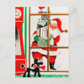 Retro Vintage Kerstman kerstkaart Feestdagenkaart (Voorkant)