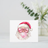Retro Vintage Kerstman Kerstmis Bubble Gum Roze Zo (Staand voorkant)