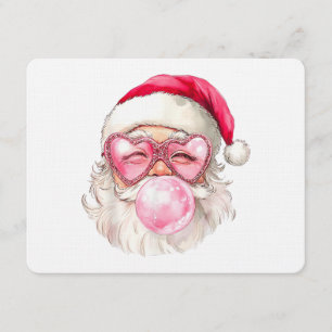 Retro Vintage Kerstman Kerstmis Bubble Gum Roze Zo Kaart