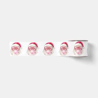 Retro Vintage Kerstman Kerstmis Bubble Gum Roze Zo Satijnen Lint
